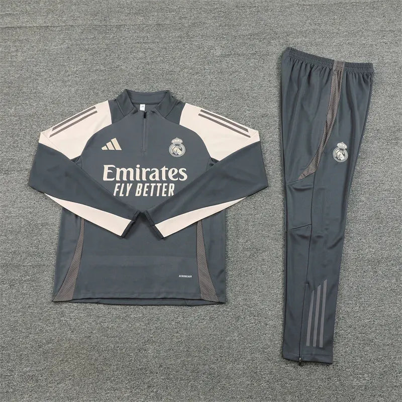 Real Madrid Zipper Sweatshirt Kit(Top+Pants) 2024-25