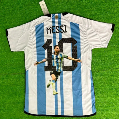 2022 Nation Argentina World Cup Champion Messi #10 First Anniversary Special Edition Soccer Jersey
