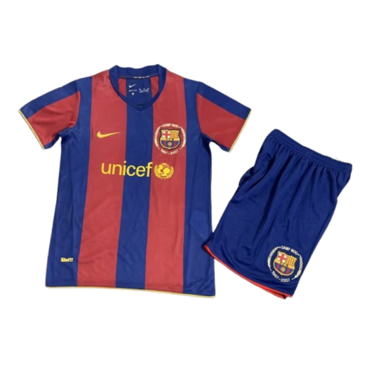 Barcelona 07-08 Home Retro Kids Kits Children Sets Football Jersey