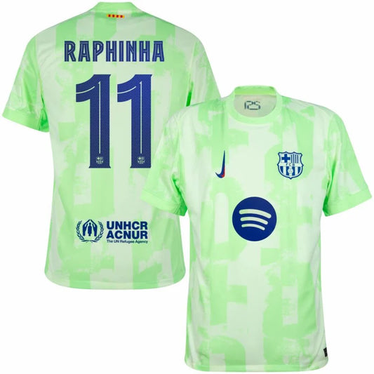 Barcelona 3rd Raphinha 11 Shirt incl. UNHCR and New Spotify Sponsor (Cup Style) 2024-2025 S-4XL