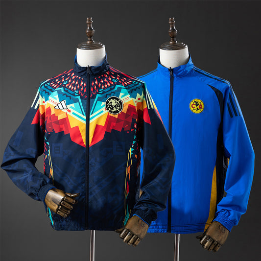 Club America Team Trench Coat Reversible Jacket Windbreaker