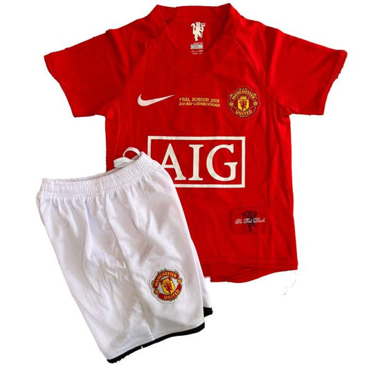 Manchester United 07-08 Home Retro Kids Kits Champions League Version Jerseys