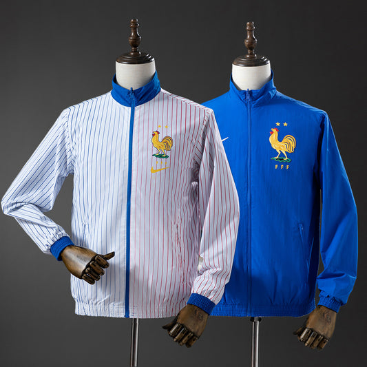 France Reversible Jacket Windbreaker - White & Blue