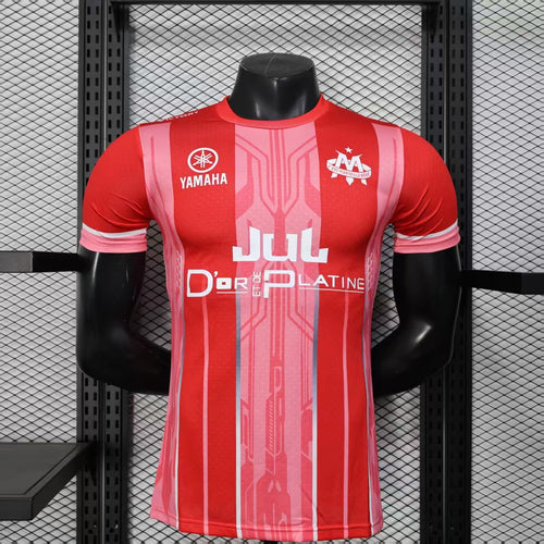 Player Version 25-26 Olympique de Marseille Red with Vertical Stripes Jersey