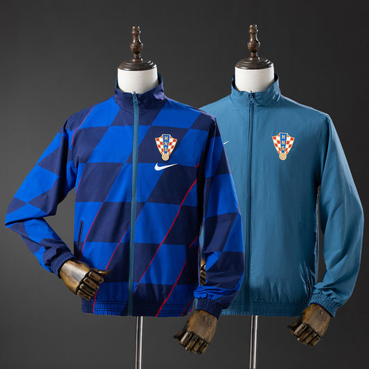 Croatia Reversible Jacket Windbreaker - Navy Blue & Sky Blue