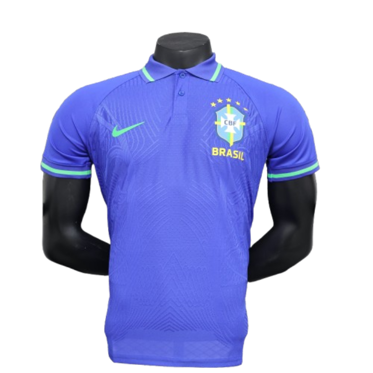 Brazil Nike Men's 2024 Slim Fit POLO Shirt - Blue
