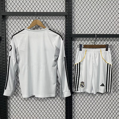 25-26 Kids Real Madrid Home Long Sleeve Jersey
