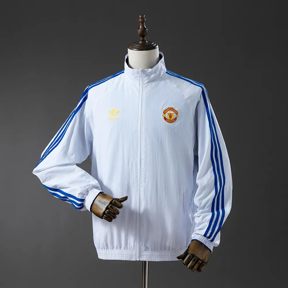 Manchester United Reversible Jacket Windbreaker - White & Blue S-XXL