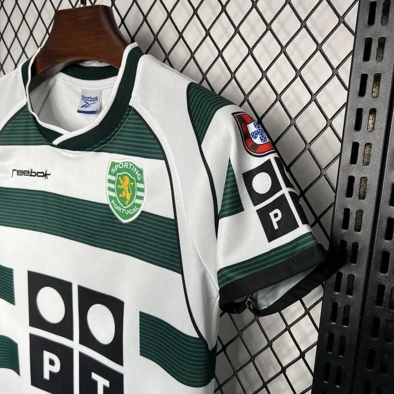 Sporting 01-03 Lisbon Home Retro Kid Kits Youth Apparels Football Jersey