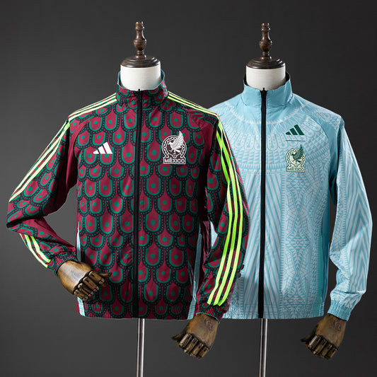 Mexico Reversible Jacket Windbreaker - Red & Sky Blue