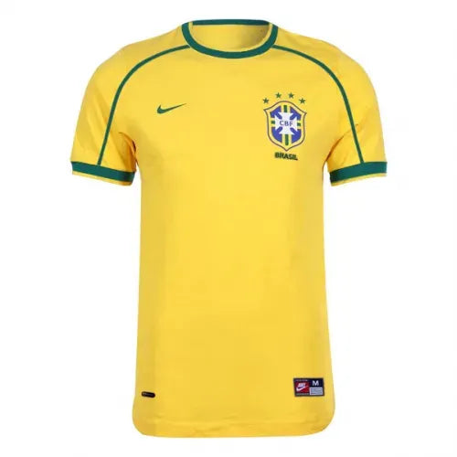 Brazil Nation Retro Ronaldo #9 Rivaldo #10 Cafu #2 Leonardo #18 R.carlos #6 Denilson #19 Jersey Home World Cup 1998