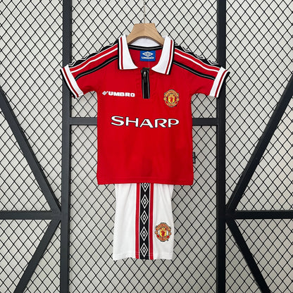 Manchester United 98-99 Home Retro Kid Kits Children Sets Jerseys