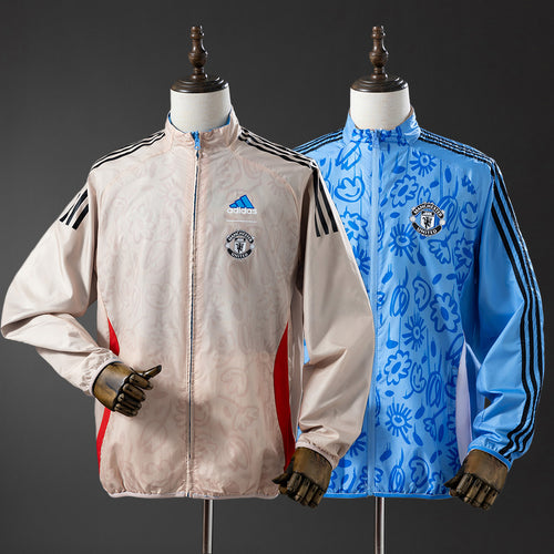 Manchester United Reversible Jacket Windbreaker - Beige & Blue