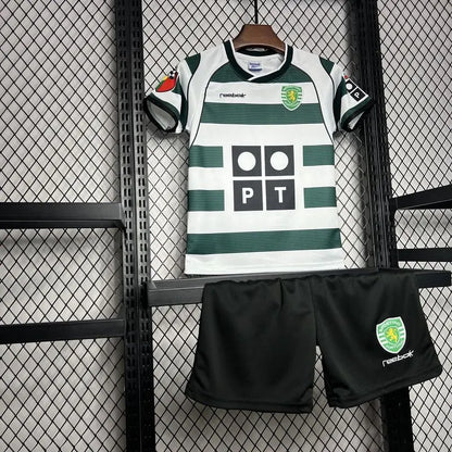 Sporting 01-03 Lisbon Home Retro Kid Kits Youth Apparels Football Jersey