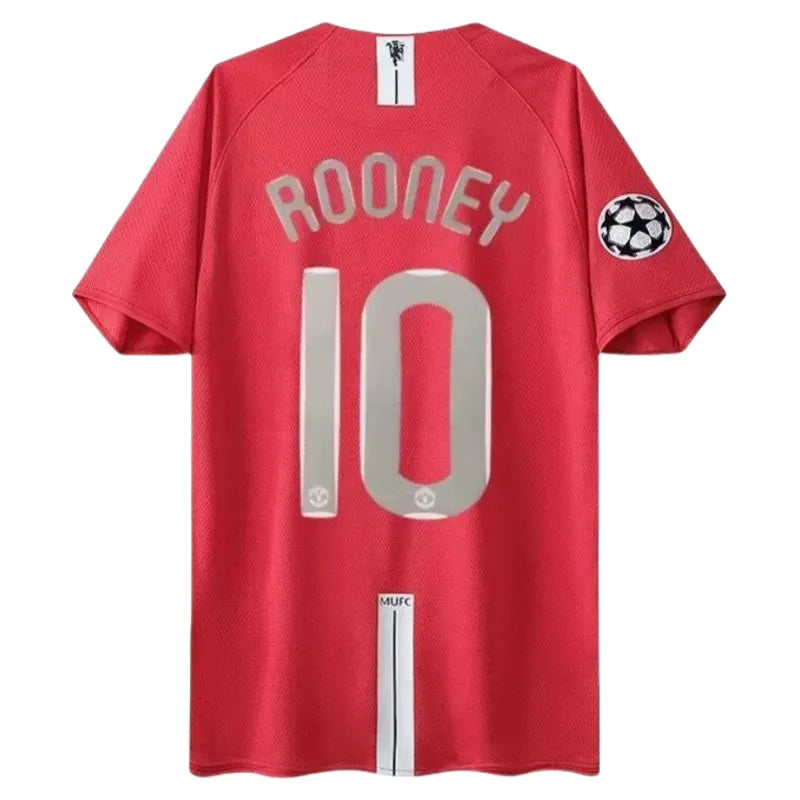 Rooney #10 Manchester United Retro Jersey Home UCL Final 2007-08