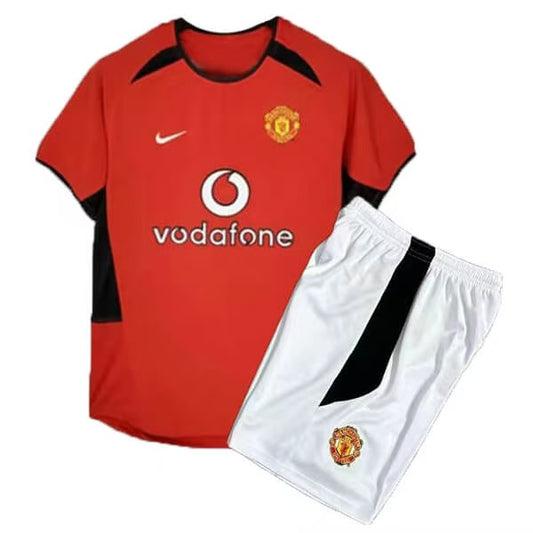 Manchester United 02-04 Home Retro Kid Kits Youth Apparels Jersey