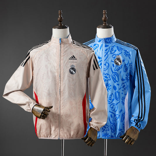 Real Madrid Reversible Jacket Windbreaker - Beige & Blue