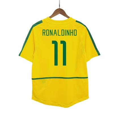 RONALDINHO #11 Brazil Retro Jersey Home Soccer Shirt 2002-03