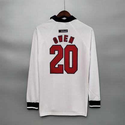 1998 England World Cup Home Retro Jersey Long Sleeve #7 BACKHAM #20 OWEN
