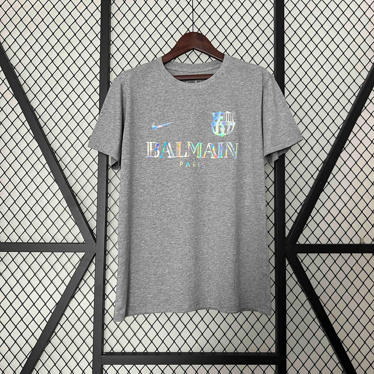 BALMAIN Barcelona 24-25 Grey Reflective Football New Shirt