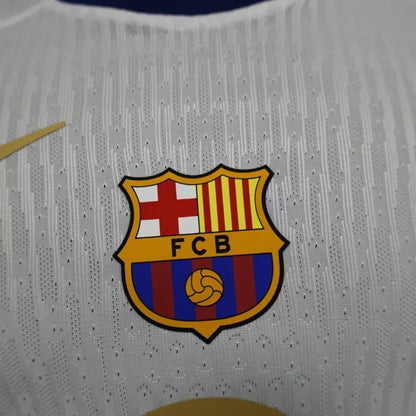 2025-26 Barcelona Home Player Version Shirt White Jersey Without Spofity Text