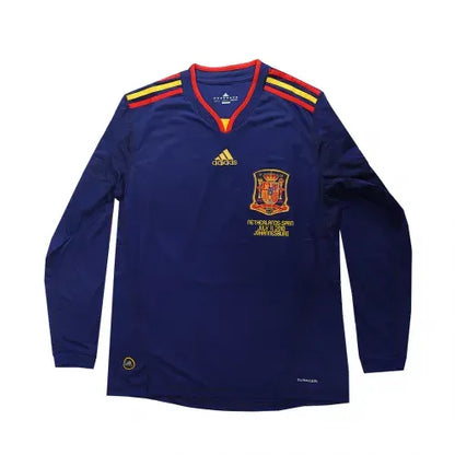 2010 Spain Nation Retro Soccer Jersey Away Long Sleeve Replica World Cup