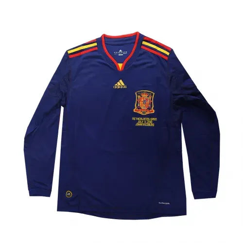 2010 Spain Nation Retro Soccer Jersey Away Long Sleeve Replica World Cup