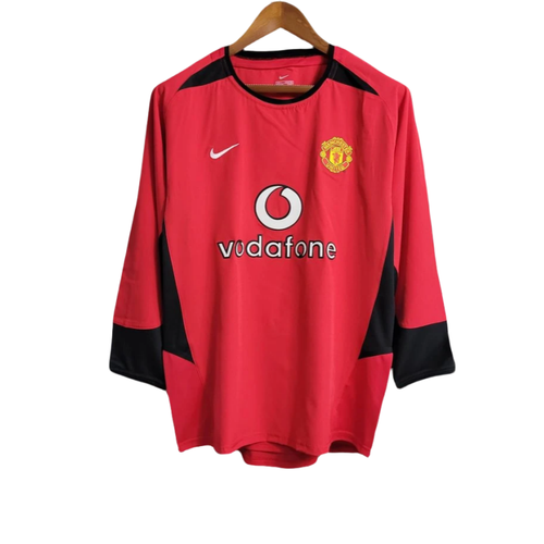 Retro Long Sleeve Manchester United Home Football Jersey 2002/2004