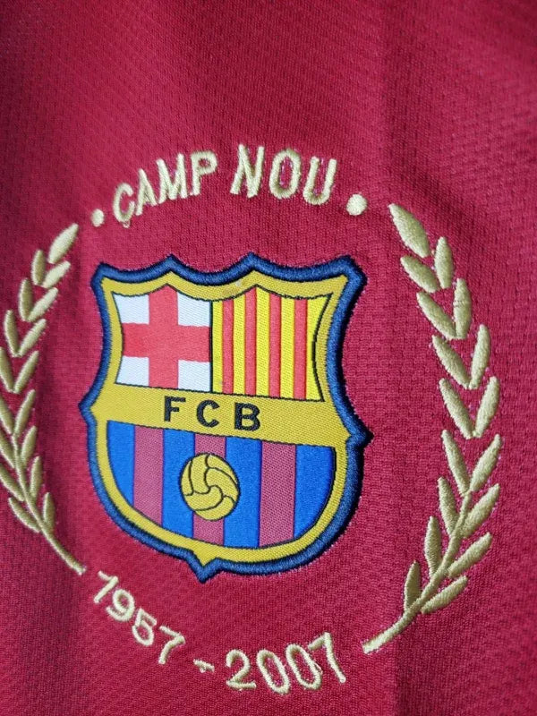 Barcelona Retro Nike Men Home Football Long Sleeve Shirt 2007-08
