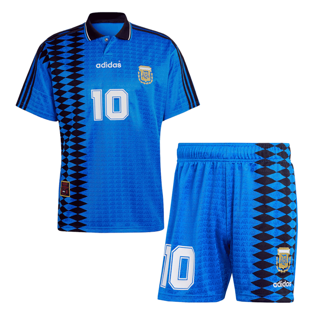 Retro Argentina Nation Jersey #10 Away Soccer Uniform Kids And Adult Kit 1994