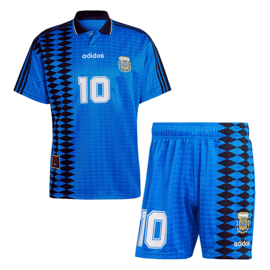 Retro Argentina Nation Jersey #10 Away Soccer Uniform Kids And Adult Kit 1994