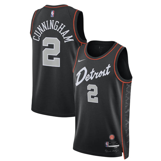 Unisex Detroit Pistons Cade Cunningham Black 2023-24 Swingman Jersey - City Edition