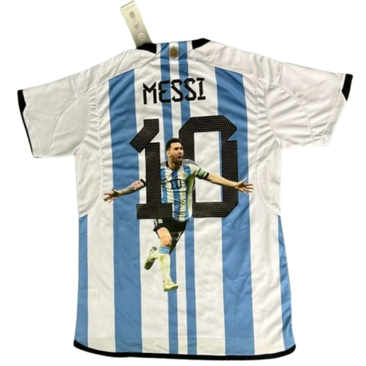 2022 Nation Argentina World Cup Champion Messi #10 First Anniversary Special Edition Soccer Jersey
