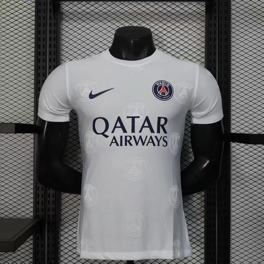 Player Version 25-26 PSG White with Embossed PSG Badge Pattern Jersey