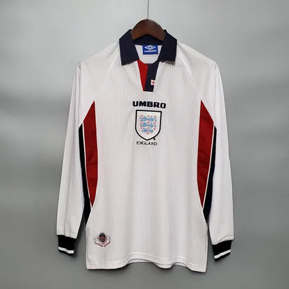 1998 England World Cup Home Retro Jersey Long Sleeve #7 BACKHAM #20 OWEN