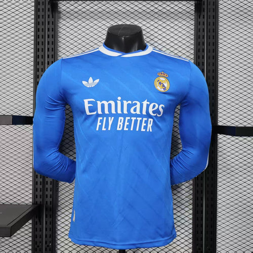 Player Version 25-26 Real Madrid Third Blue Long Sleeve Jersey