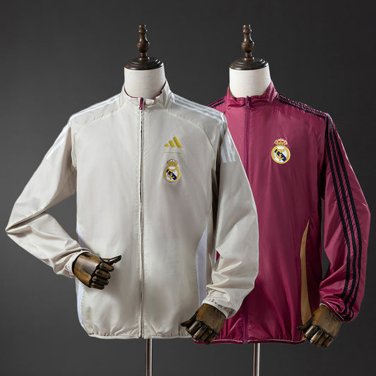 Real Madrid Reversible Jacket Windbreaker - Beige & Red