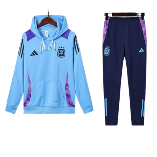 Adidas Argentina Nation 2024-25 Hooded Blue Training Tracksuit Kit