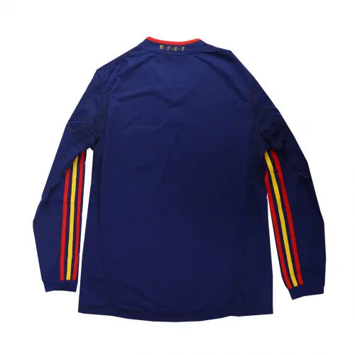 2010 Spain Nation Retro Soccer Jersey Away Long Sleeve Replica World Cup